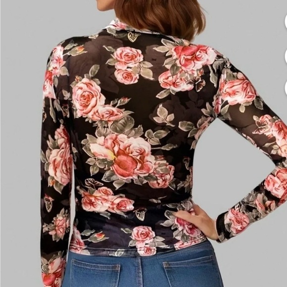 Floral Mesh Long Sleeve Top - Picture 2 of 3